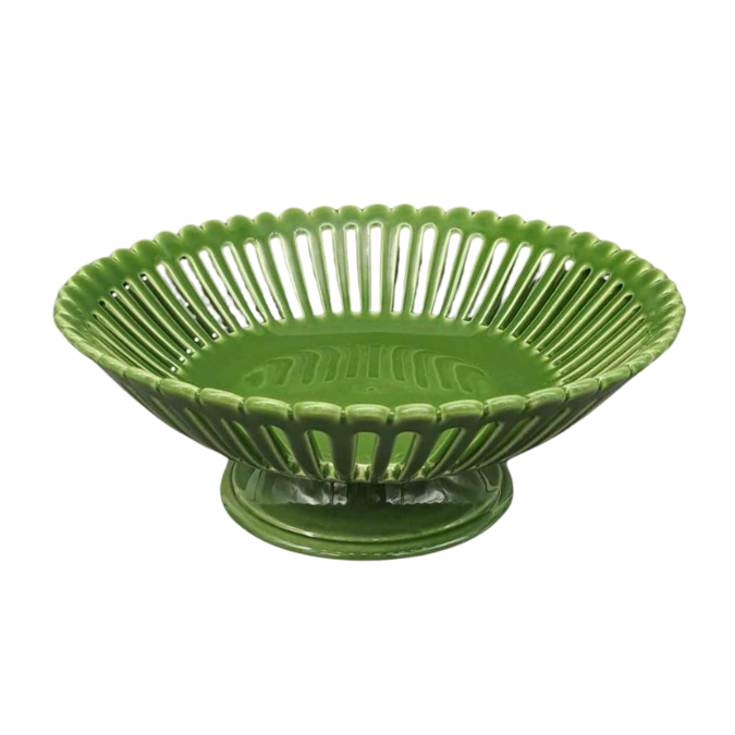 Bourg-Joly Martin straight openwork low footed basket in green