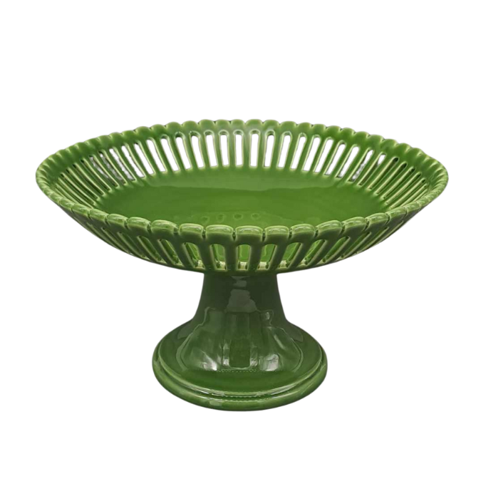 Bourg-Joly Martin straight openwork pedestal basket in green