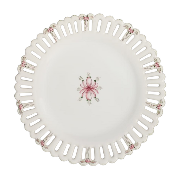 Bourg-Joly openwork cake stand on a low foot with Romantique 5 decor