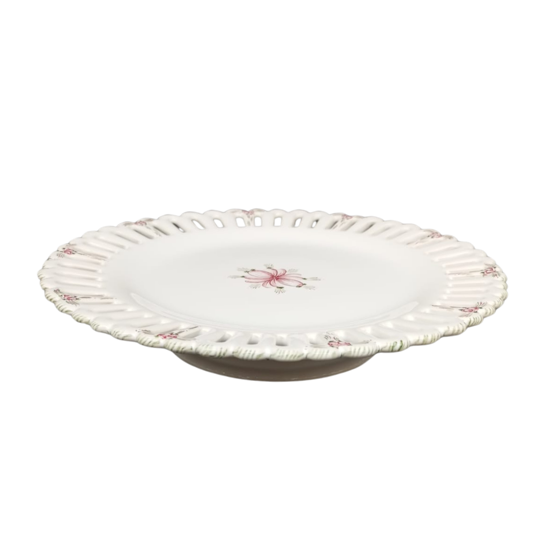 Bourg-Joly openwork cake stand on a low foot with Romantique 5 decor
