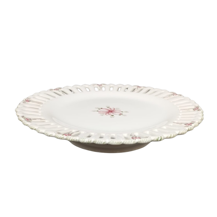 Bourg-Joly openwork cake stand on a low foot with Romantique 5 decor