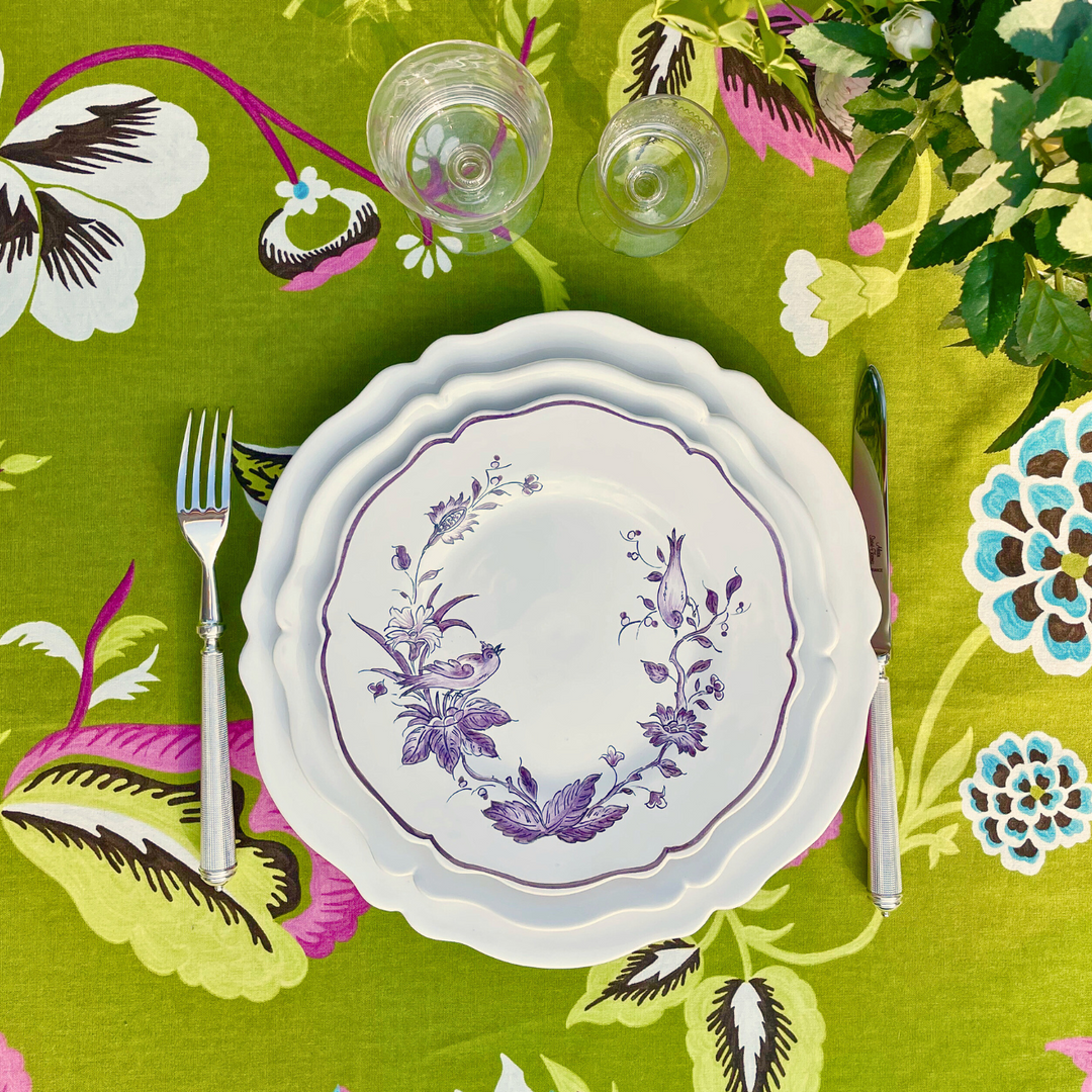 Feston table setting with hand painted St Omer dessert plates