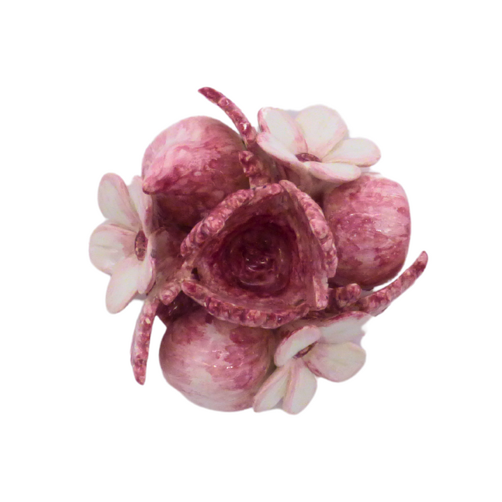 Fruit candle holder hand painted in pink top view