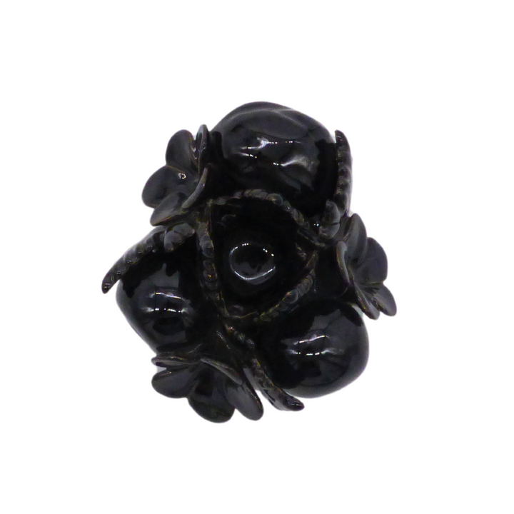 Fruit candle holder in black glaze top view