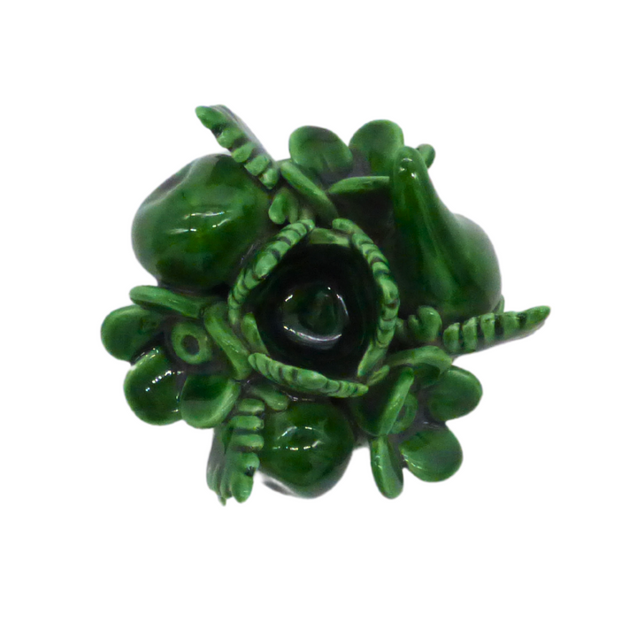 Fruit candle holder in green glaze top iew