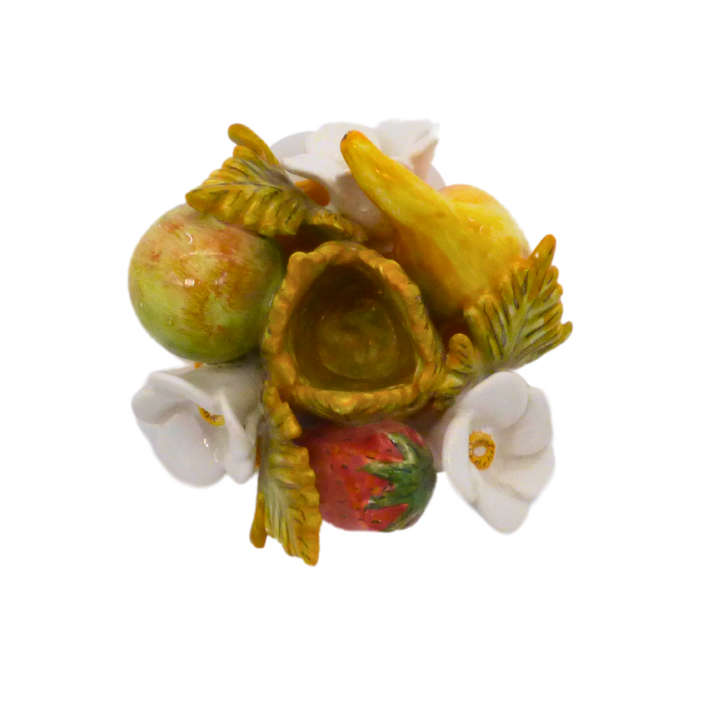 Hand painted polychrome Fruit candle holder top view