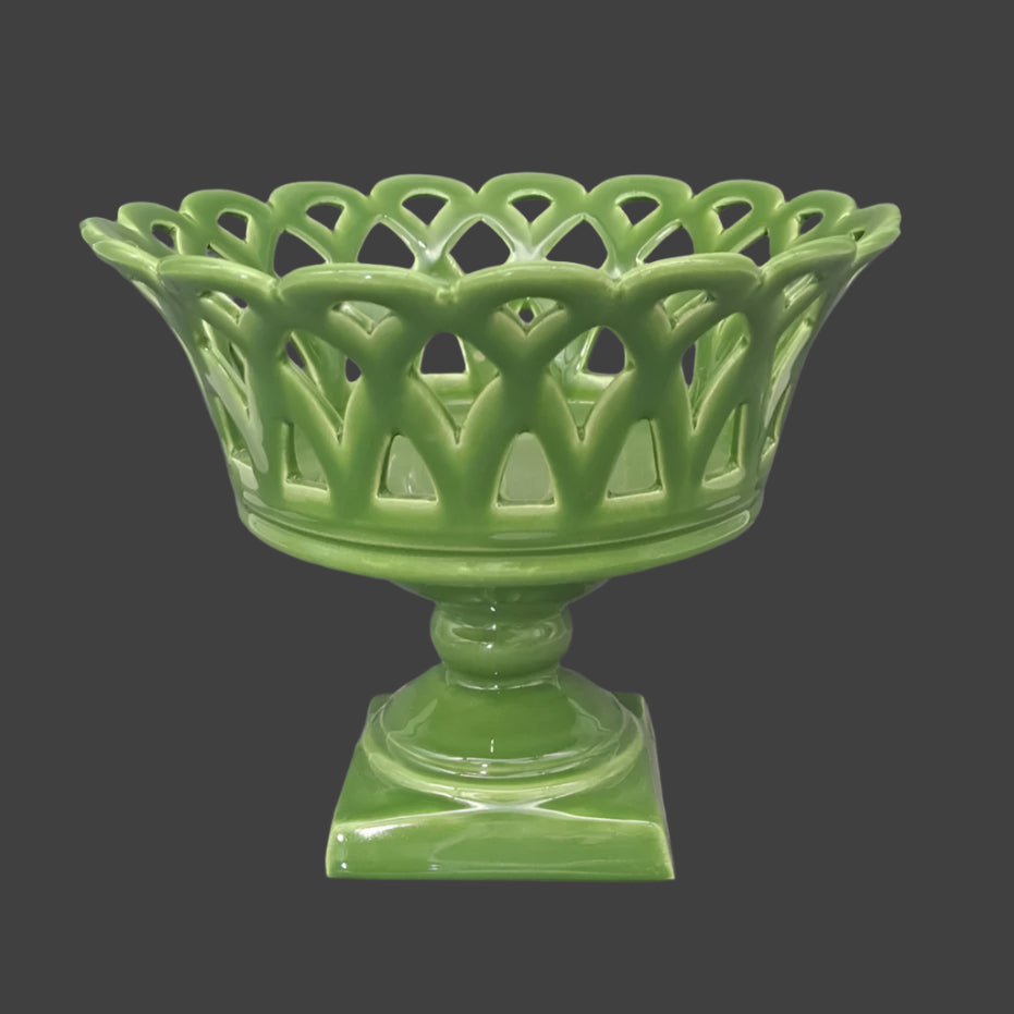 Louis Philippe restauration footed basket in Green glaze