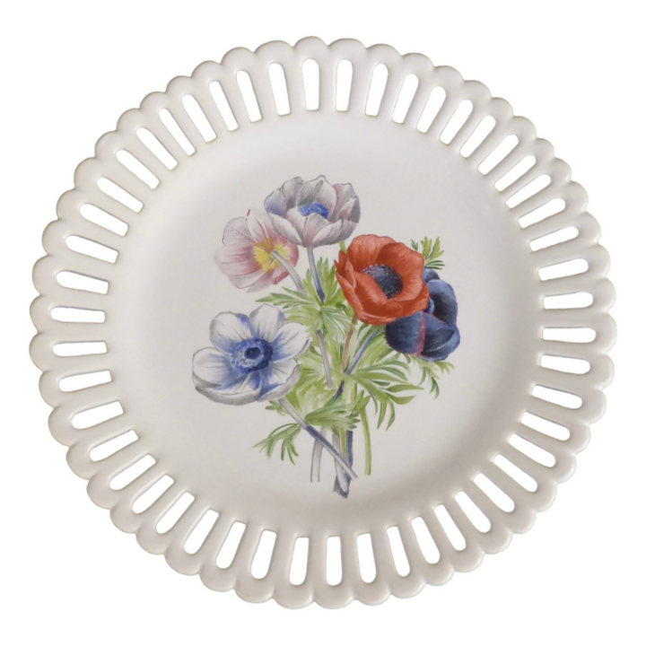 Openwork Bourg-Joly plate with Redouté Anemones