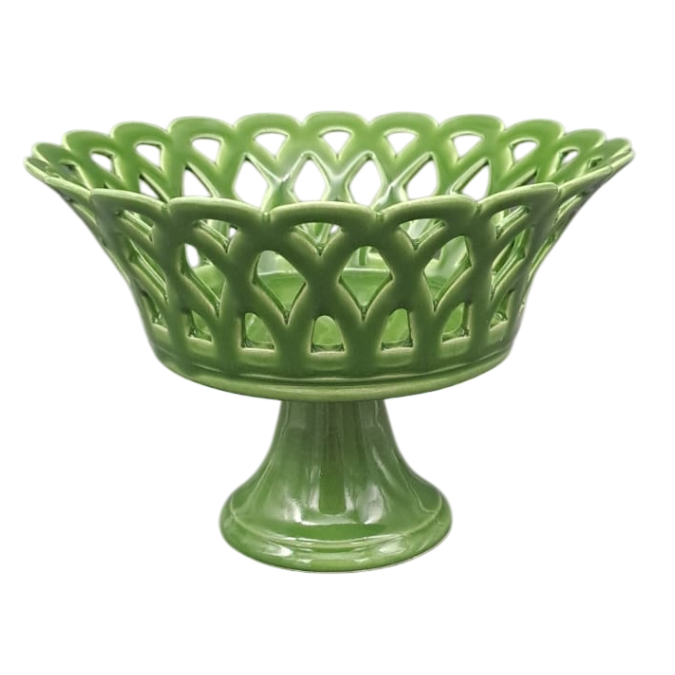 Openwork Louis Philippe pedestal basket in green