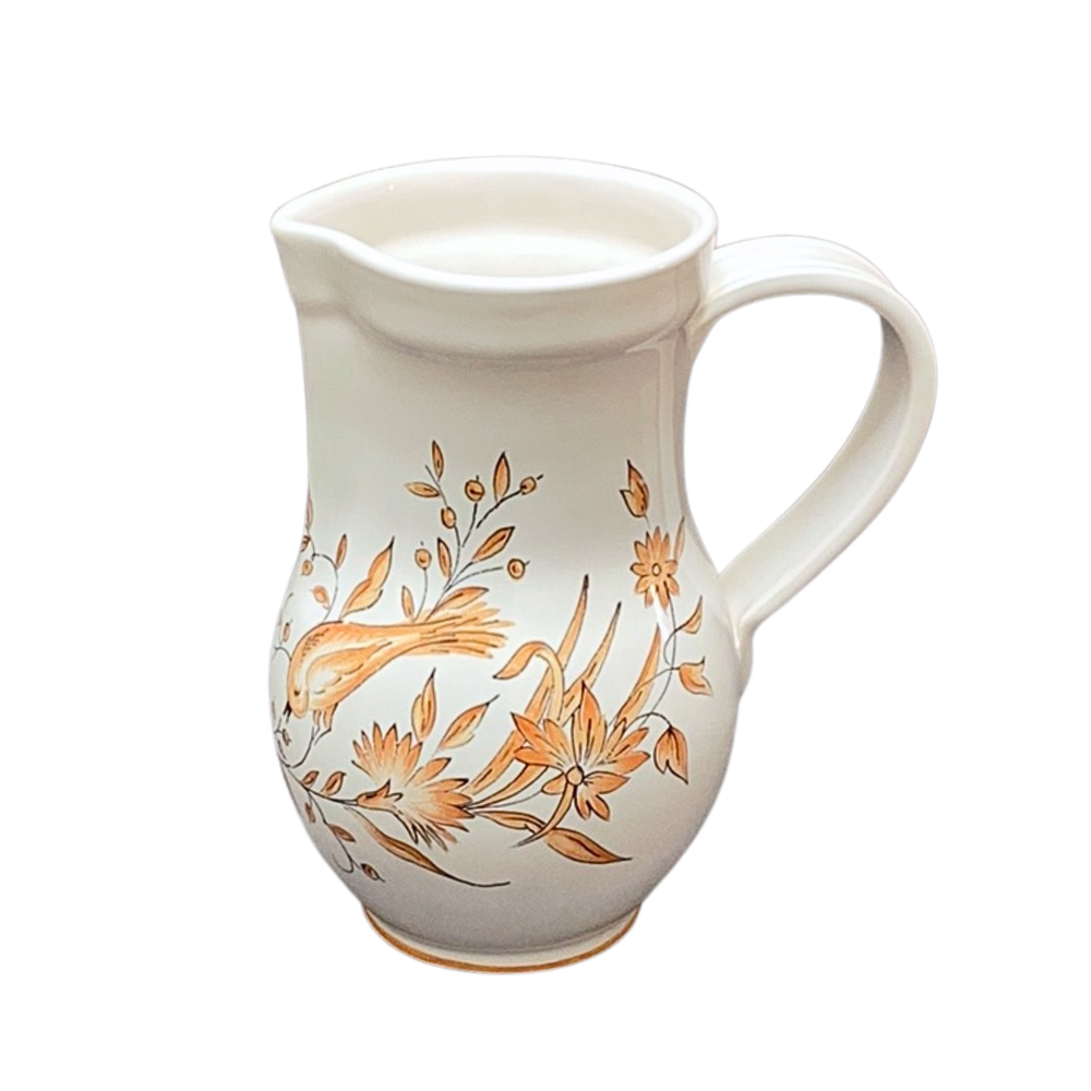 Perret jug with Saint Omer monochrome orange hand painted decoration