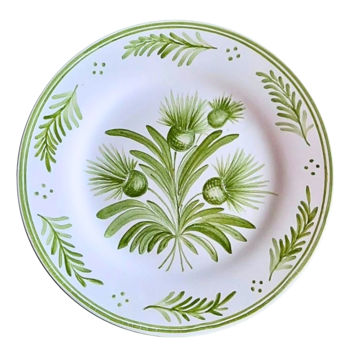 Plain Rim Antique Flowers 90 monochrome green plate