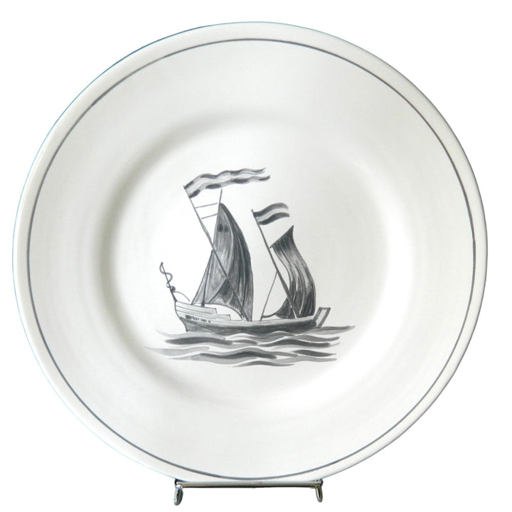 Boat 10 grey boat motif Plain Rim plate