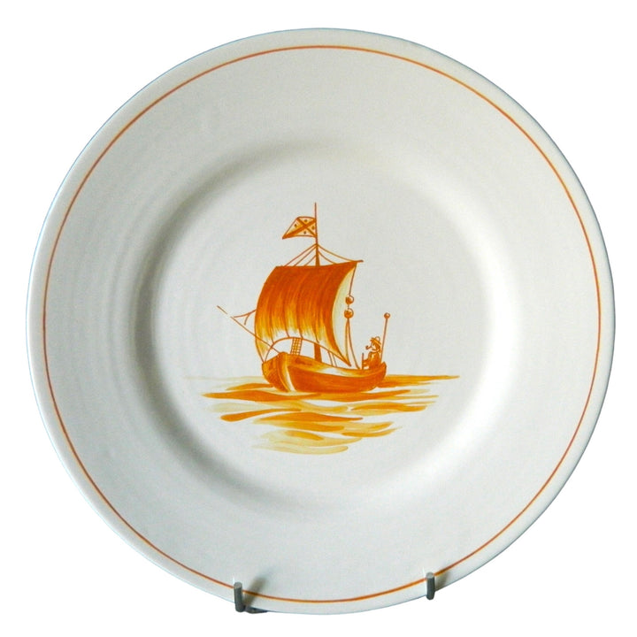Boat 11 orange boat motif Plain Rim plate
