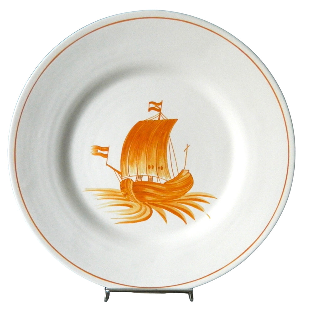 Bateau 2 orange boat motif Plain Rim plate
