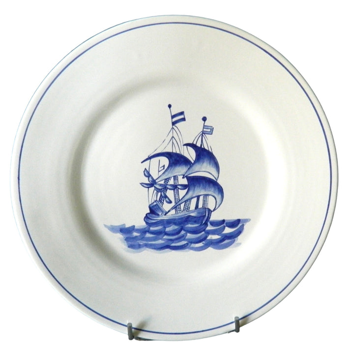 Boat 3 blue boat motif Plain Rim plate
