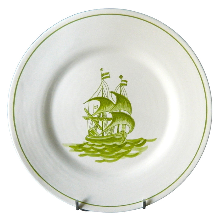 Boat 3 green boat motif Plain Rim plate