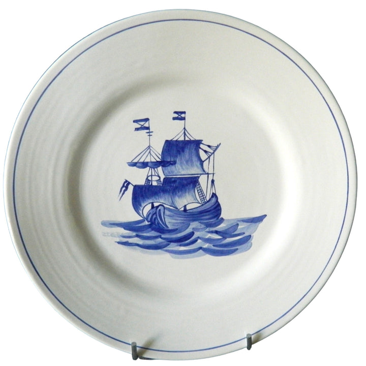 Boat 4 blue boat motif Plain Rim plate
