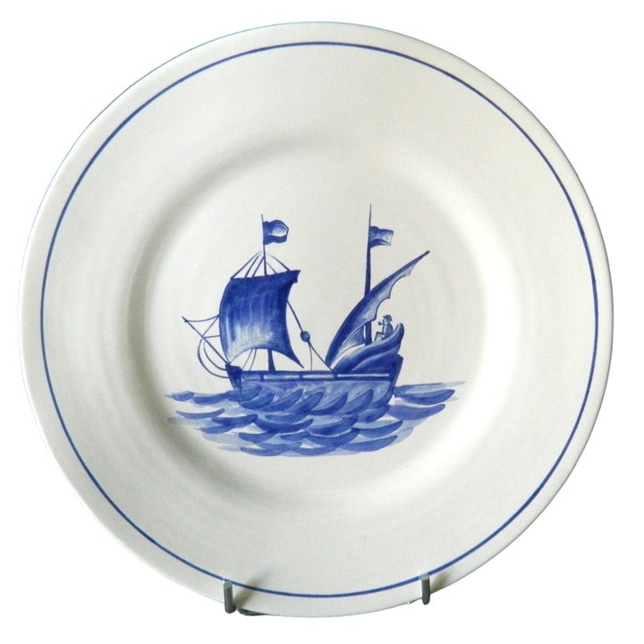 Boat 5 blue boat motif Plain Rim plate
