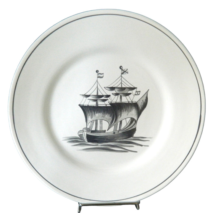 Boat 6 grey boat motif Plain Rim plate
