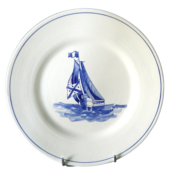 Boat 7 blue boat motif Plain Rim plate