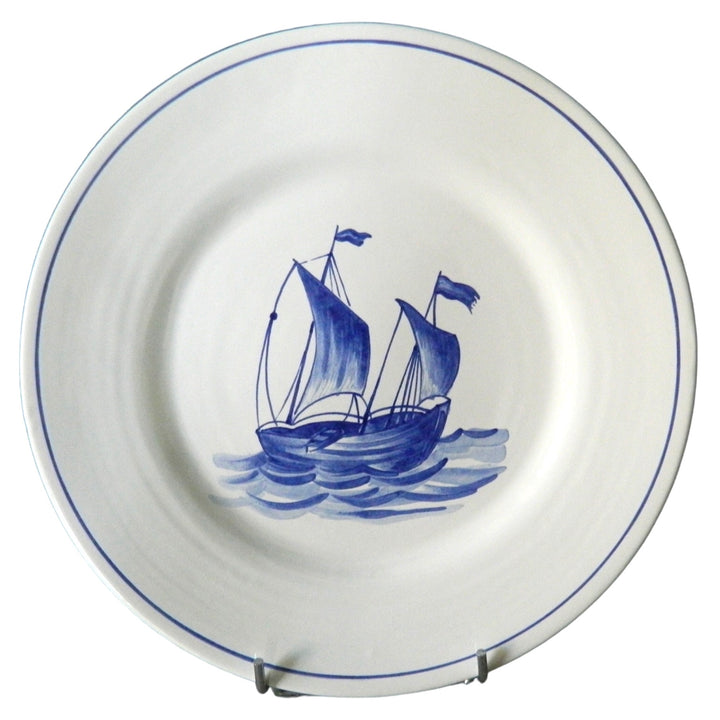Boat 8 blue boat motif Plain Rim plate