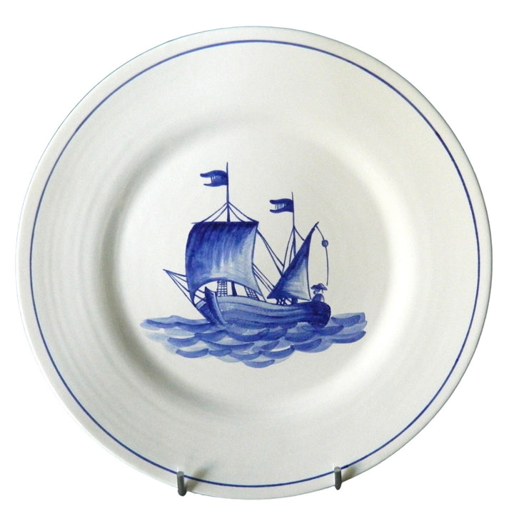Boat 9 blue boat motif Plain Rim plate