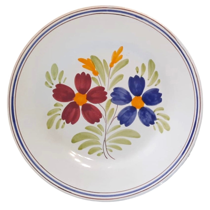 Plain Rim plate with Big Flowers 2 hand painted decoration