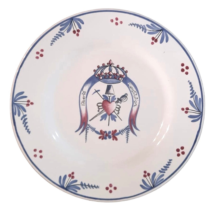 Plain Rim plate with French Revolution hand painted decoration