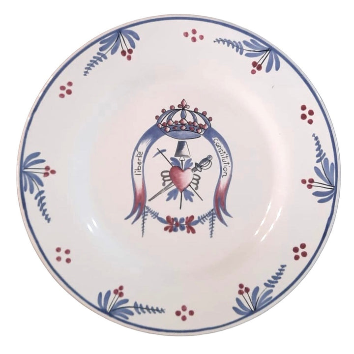 Plain Rim plate with French Revolution hand painted decoration