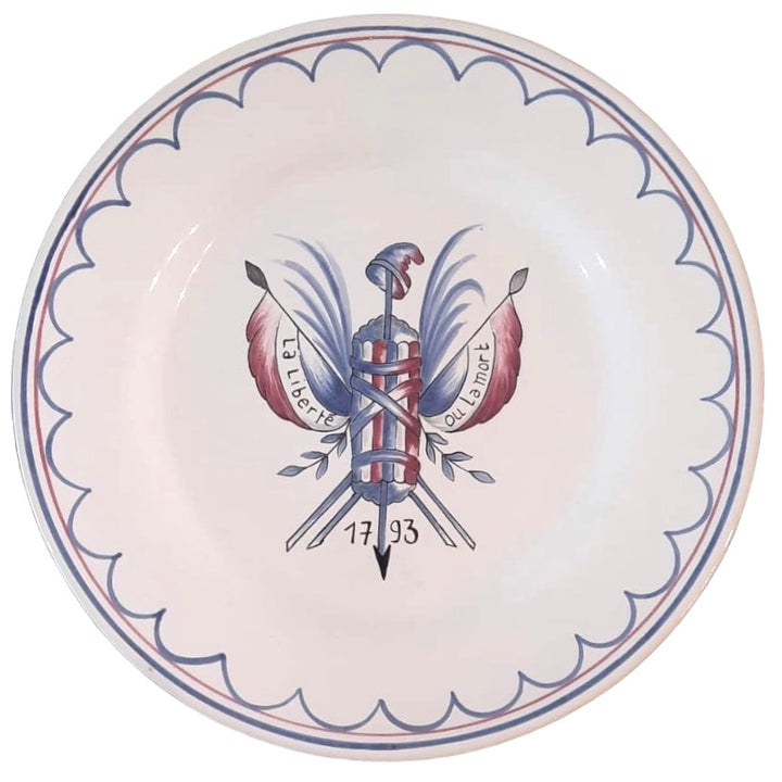 Plain Rim plate with French Revolution hand painted decoration