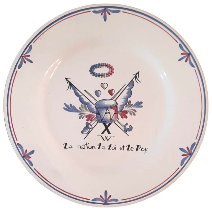 Plain Rim plate with French Revolution hand painted decoration