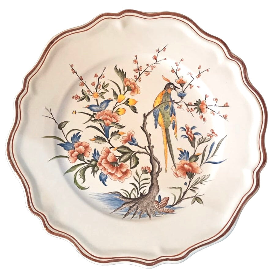 Scalloped Edge Round Feston Pouplard serving plate with Sinceny decor