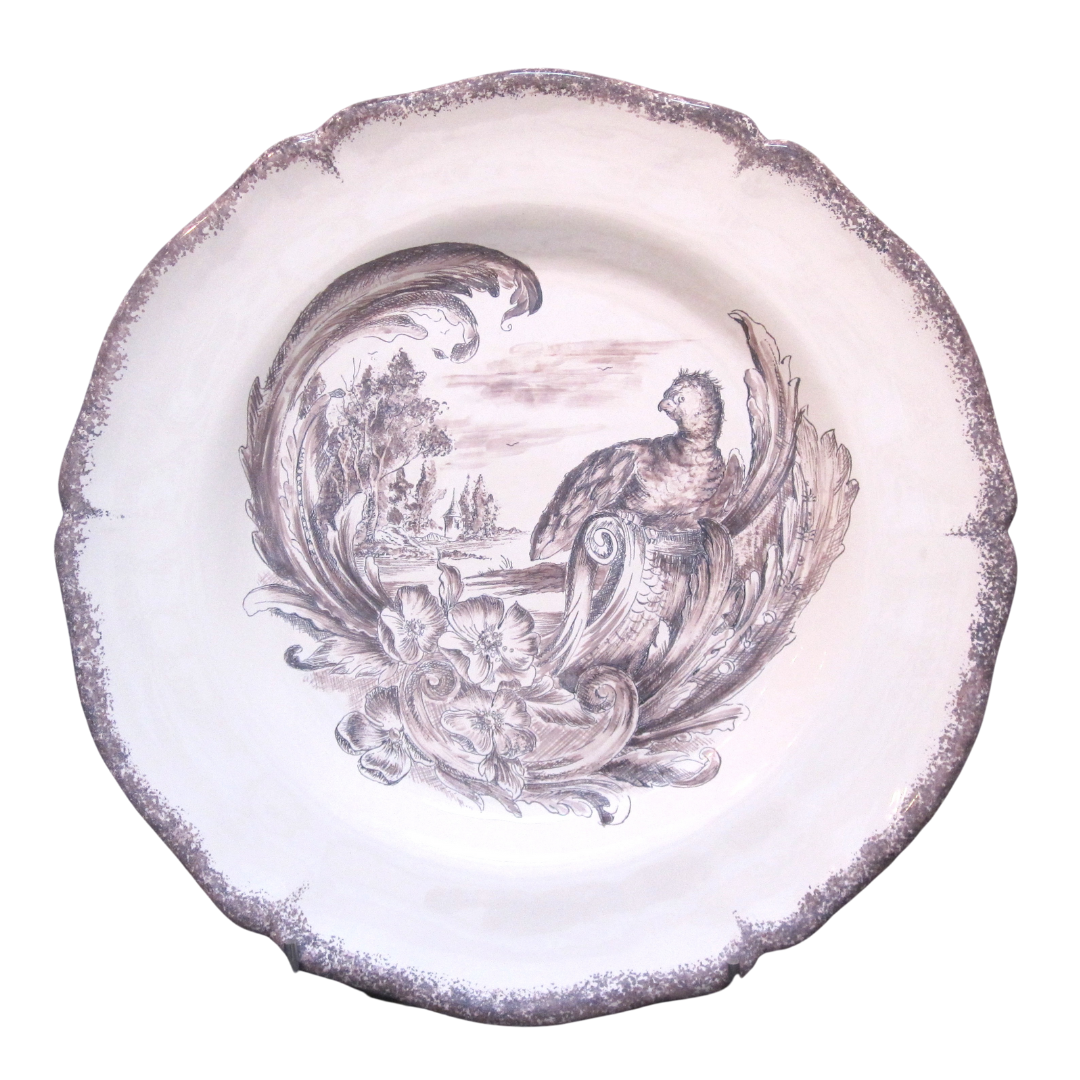 Scalloped Edge Round Feston serving plate with Rocaille decor