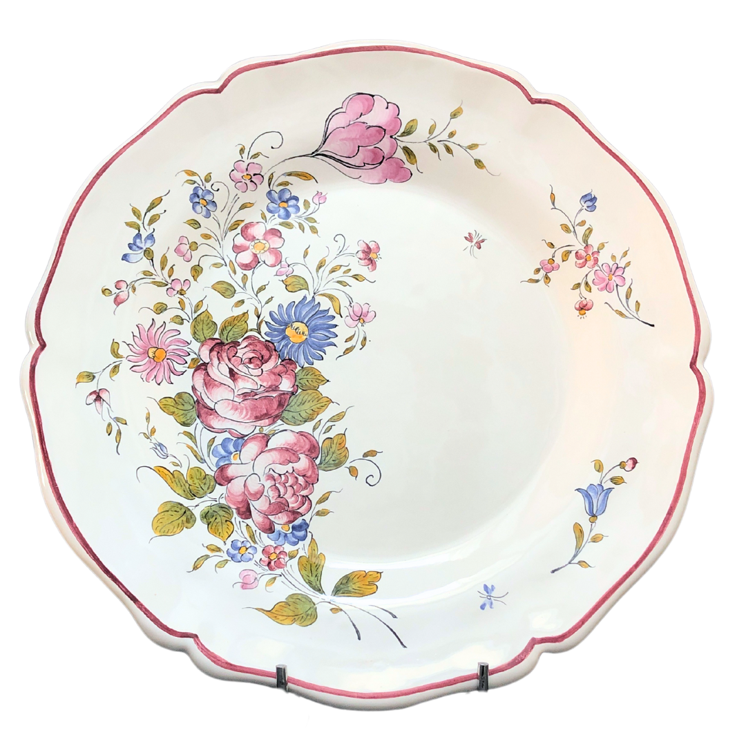 Scalloped Edge Round Feston serving plate with Strasbourg Flowers 3 decor