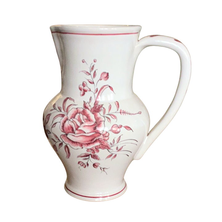 Uni Water Jug with Strasbourg Flowers monochrome raspberry