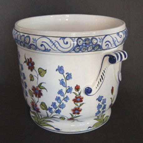 Antique handles planter with hand painted Iznik decoration