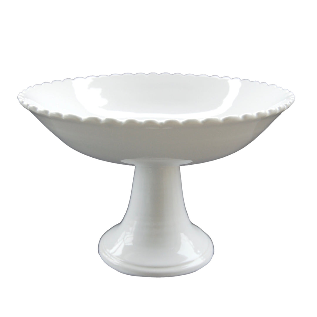 Compotier pedestal basket with small scalloped edge