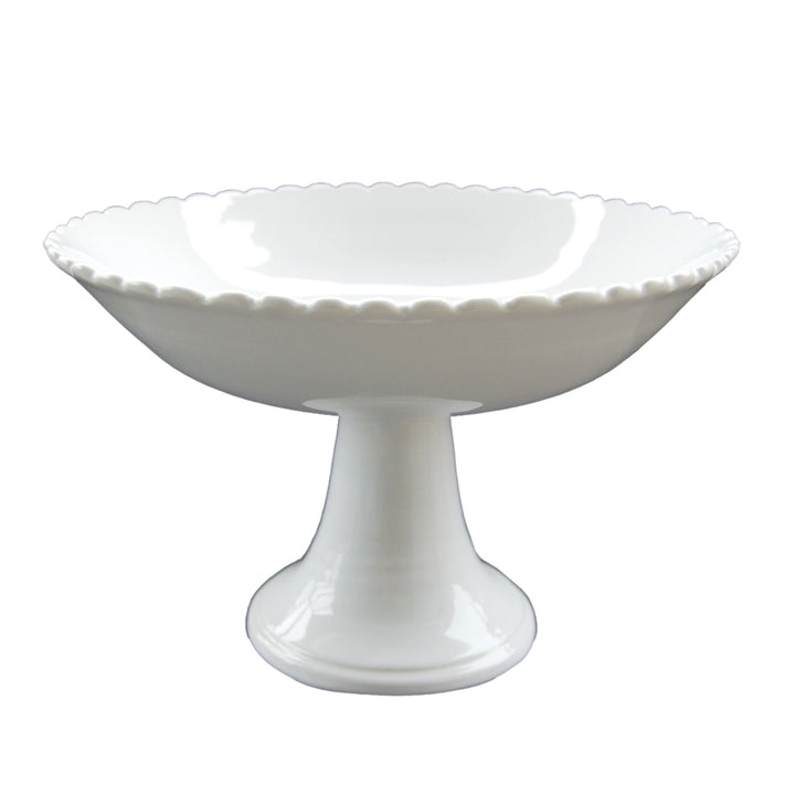 Compotier pedestal basket with small scalloped edge