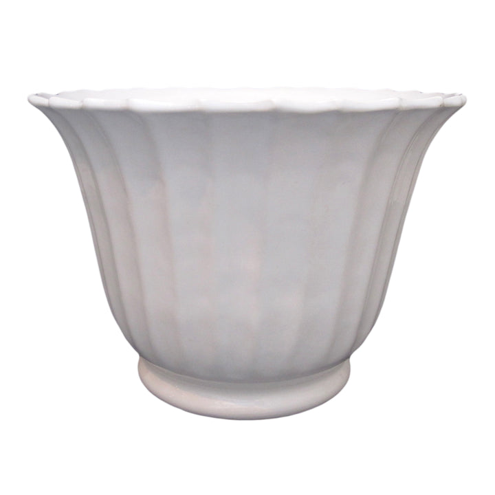 Flared ceramic planter with reverse gadroons