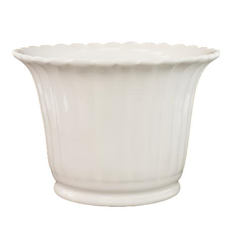 White ceramic flared planter without rings