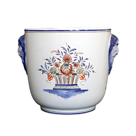 Galleron heads planter with Rouen basket hand painted decoration