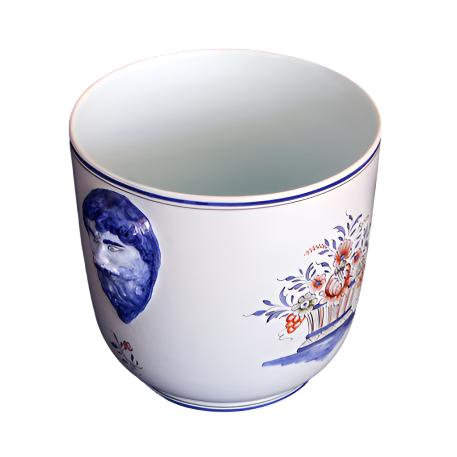 Galleron heads planter with Rouen basket hand painted decoration