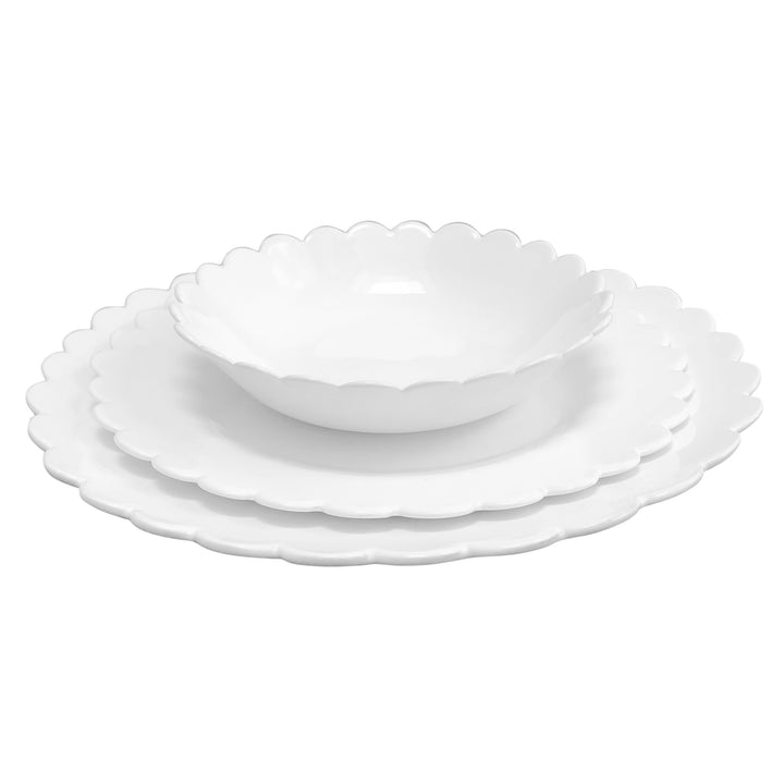 Large scallop Chevet Pleine set of dinner plate, salad plate and bowl