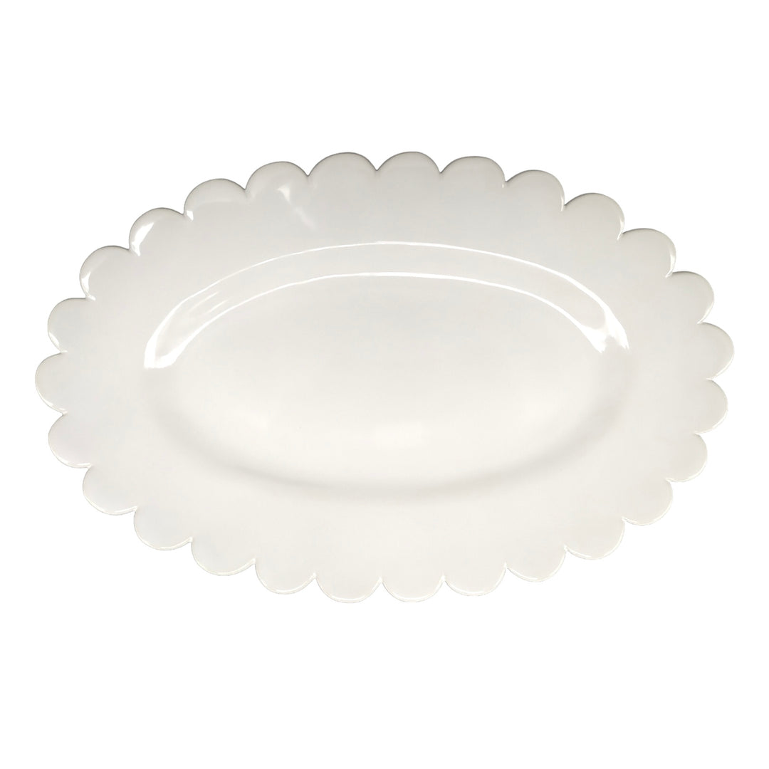 Large Scallop Chevet Pleine oval serving platter in white