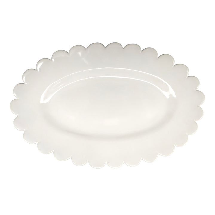 Large Scallop Chevet Pleine oval serving platter in white