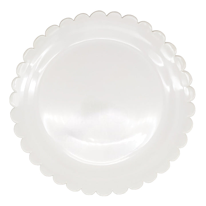 Large Scallop Chevet Pleine round serving plate in white
