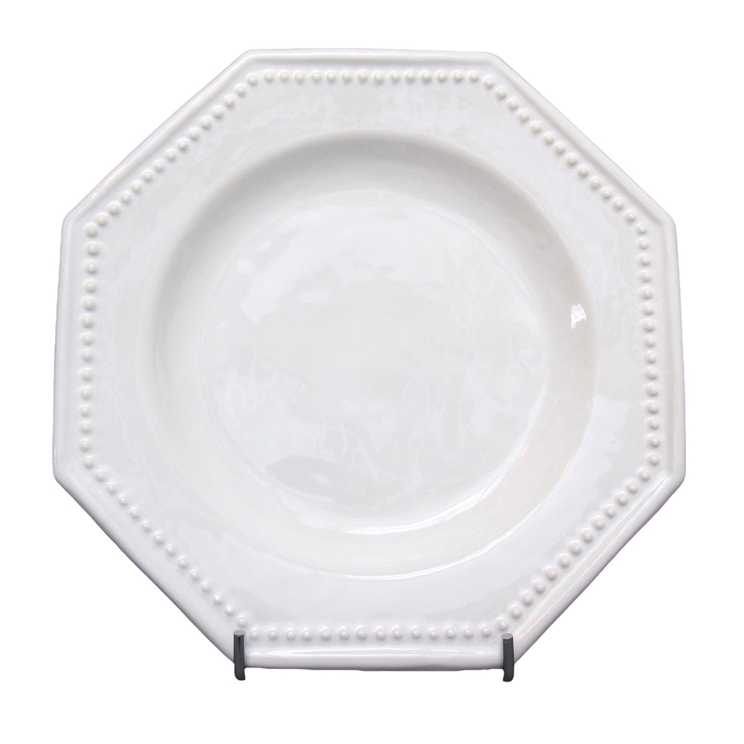 Octogonal Pearled Plate in white