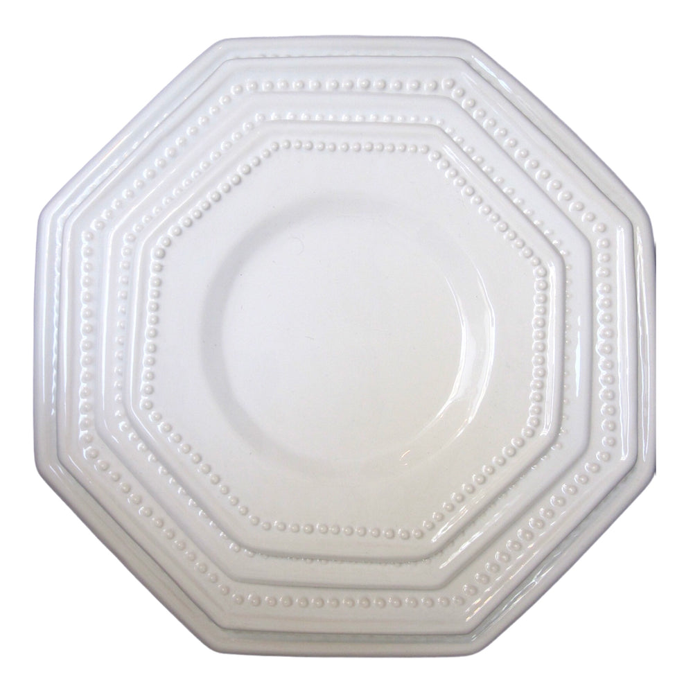 Octogonal Pearled Plate in white
