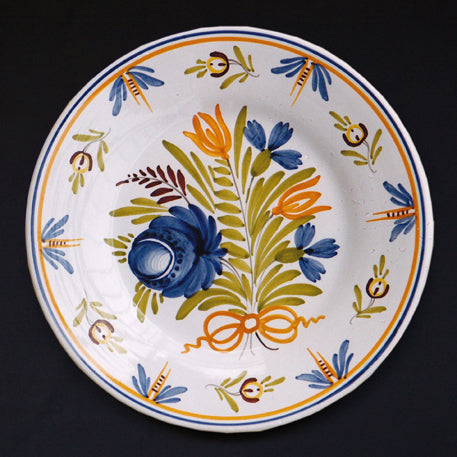 Plain Rim Plate with Antique Flowers 1 hand painted decoration