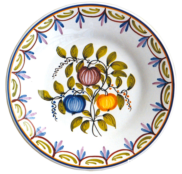Plain Rim Plate with Antique Flowers 79 hand painted decoration
